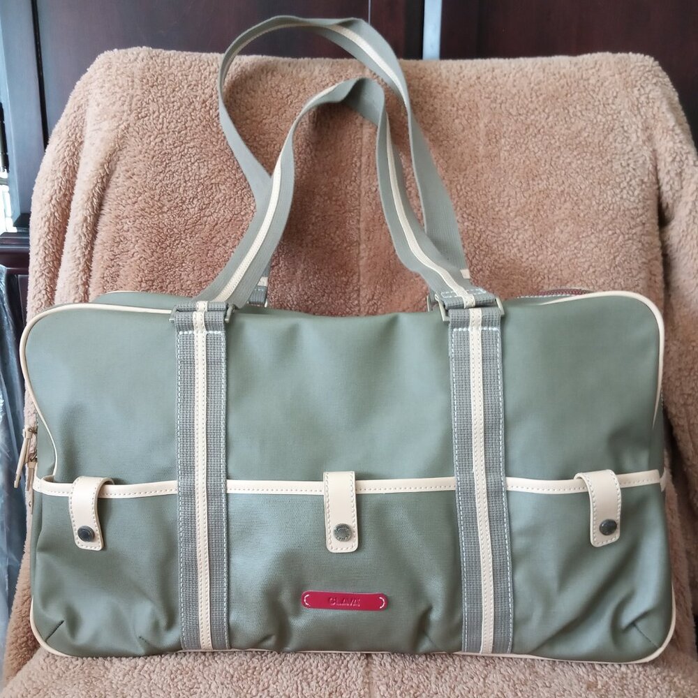 Clava Carina Pocket Duffel Bag w/Matching Zip Pouchette - Olive & Almond
